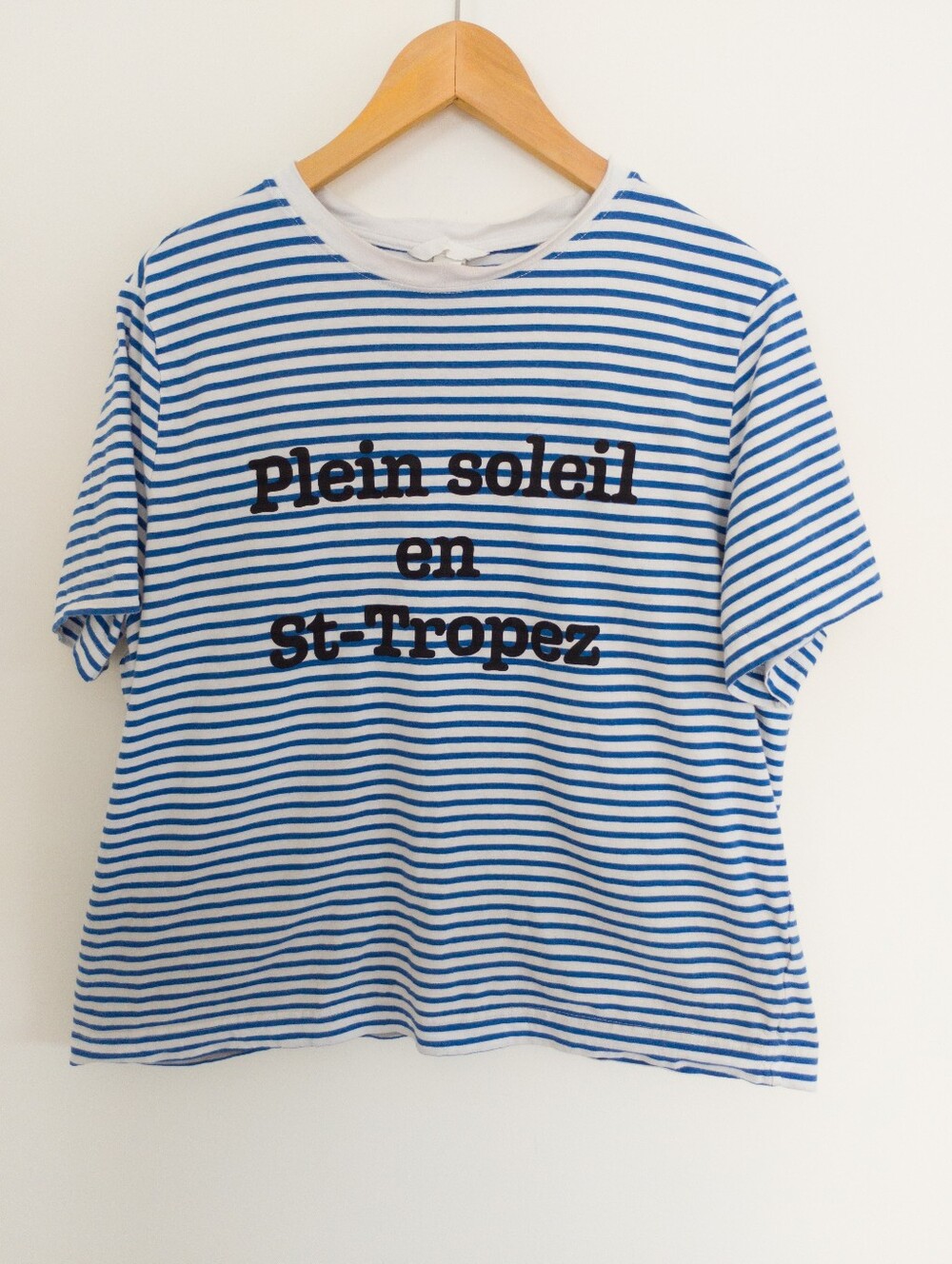 H&M Plein Soleil St Tropez Blue White Striped Graphic Cotton Tee Shirt XL